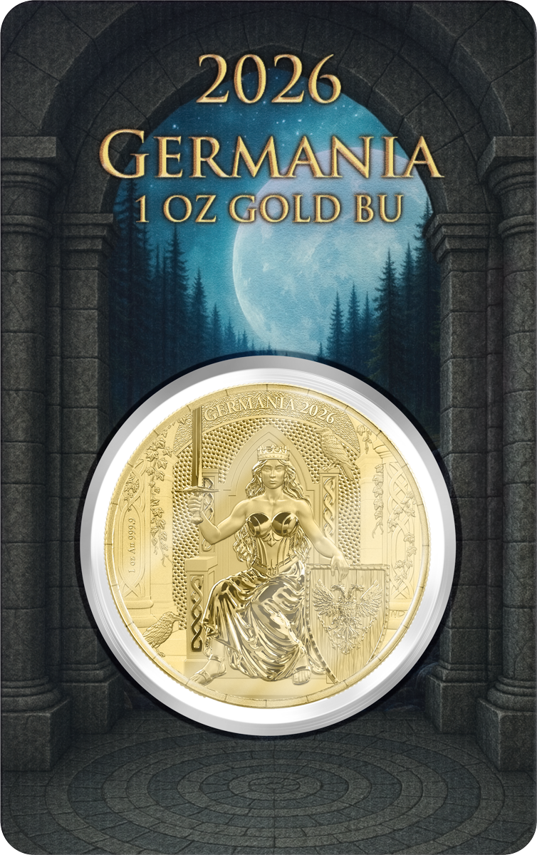Goldmünze 1 oz Germania Mint Germania 2026 BU 100 Mark im Safepack – Bild 4