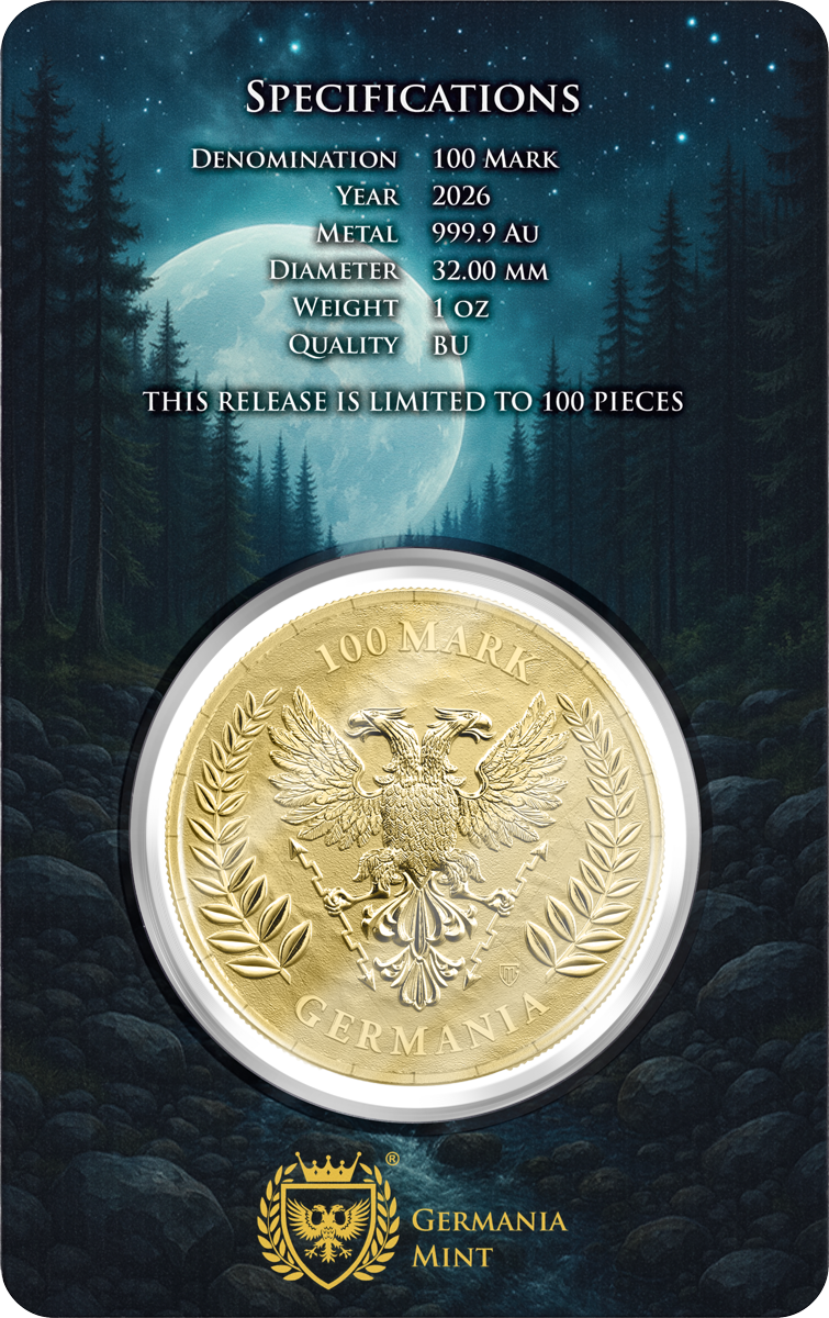 Goldmünze 1 oz Germania Mint Germania 2026 BU 100 Mark im Safepack – Bild 5