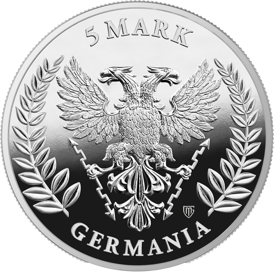 Silbermünze 1 oz Germania Mint Germania 2026 Proof PP 5 Mark mit Zertifikat – Bild 3