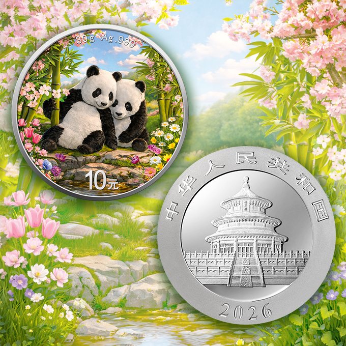 Silbermünze 30 Gramm China Panda 2026 - 4 Jahreszeiten (1.) Frühling Farbe color .999 Silber CoA – Bild 4