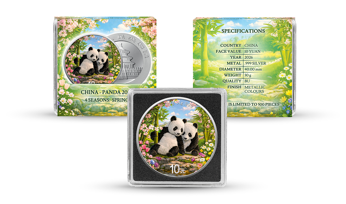 Silbermünze 30 Gramm China Panda 2026 - 4 Jahreszeiten (1.) Frühling Farbe color .999 Silber CoA – Bild 6