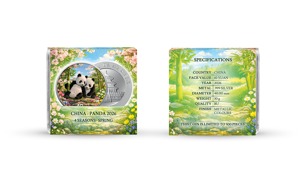 Silbermünze 30 Gramm China Panda 2026 - 4 Jahreszeiten (1.) Frühling Farbe color .999 Silber CoA – Bild 7
