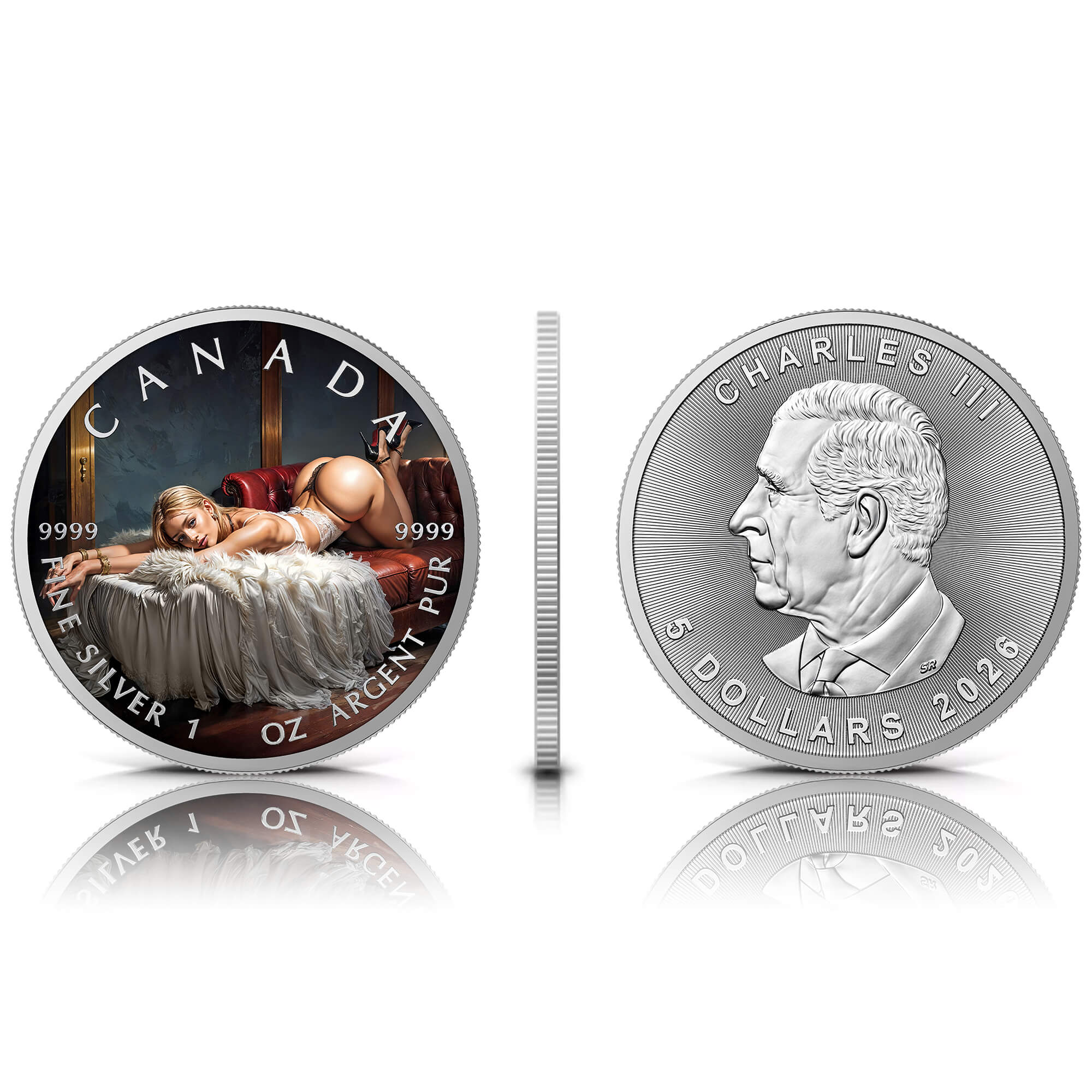 Silbermünze Canada 1 oz - Lustful Sofa - 2026 Farbe Aufsteller CoA 999.9 – Bild 4
