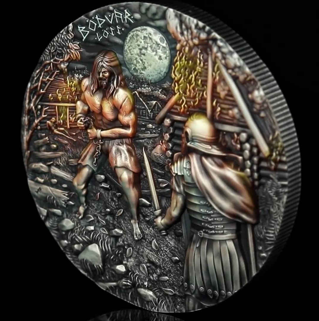 Silbermünze 2 oz Germania Mint - Bödvar Saga - Loss 2026 BU 10 Mark UHR, AF, UV-Effekt – Bild 4