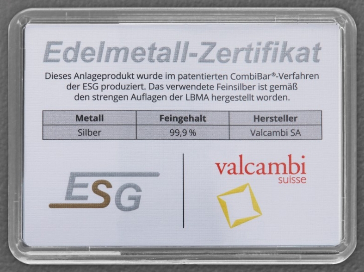 Valcambi 15 x 1 Gramm 999 Feinsilber Silbertafel Silberbarren CombiBar – Bild 4