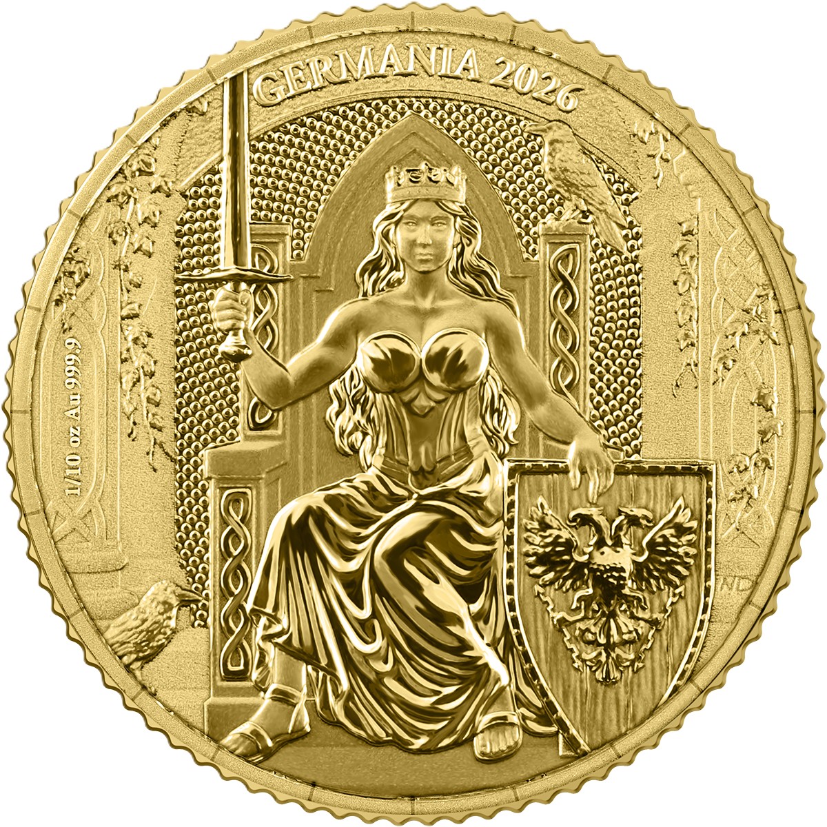 Goldmünze 1/10 oz Germania Mint - Germania 2026 - BU Safepack Gold 999 – Bild 4