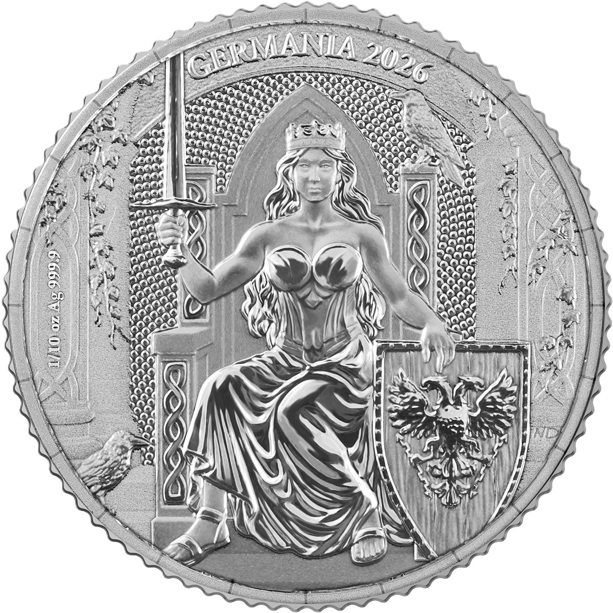 Silbermünze 1/10 oz Germania Mint - Germania 2026 - BU Silber 999 – Bild 4