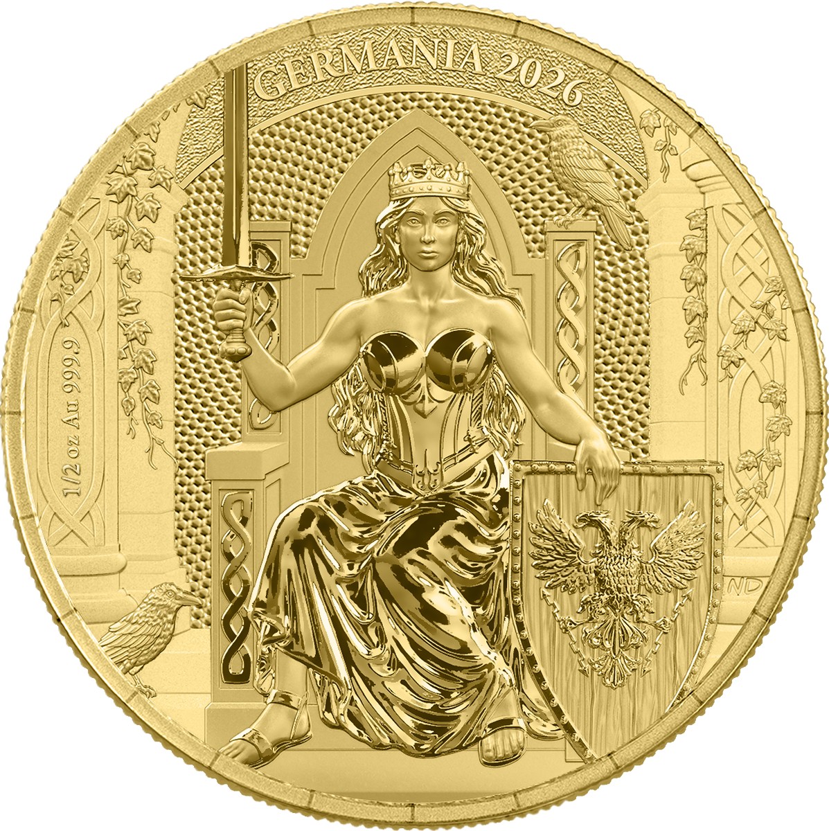 Goldmünze 1/2 oz Germania Mint - Germania 2026 - BU Safepack Gold 999 – Bild 4