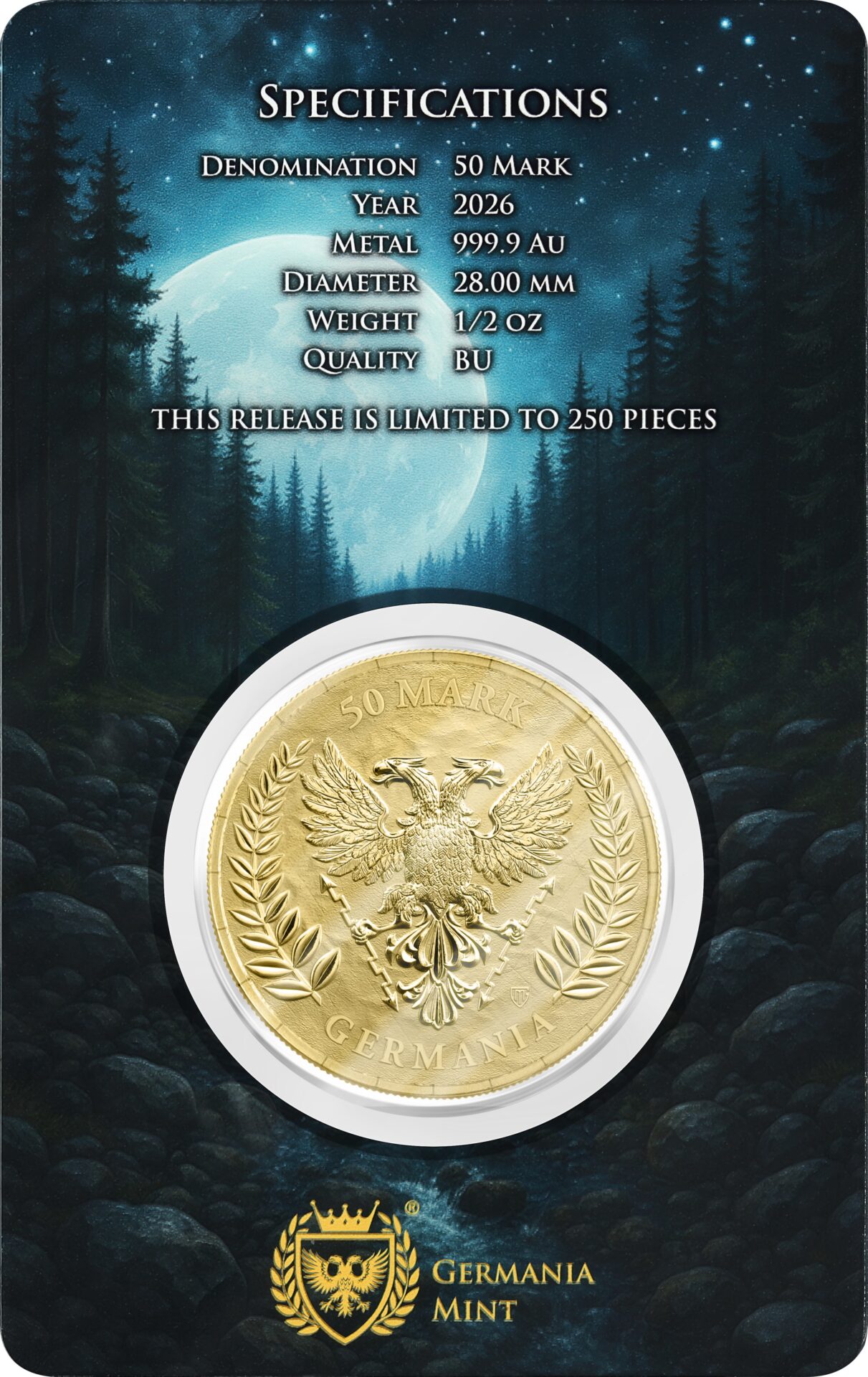 Goldmünze 1/2 oz Germania Mint - Germania 2026 - BU Safepack Gold 999 – Bild 3