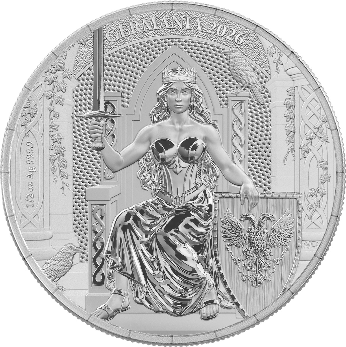 Silbermünze 1/2 oz Germania Mint - Germania 2026 - BU Silber 999 – Bild 4