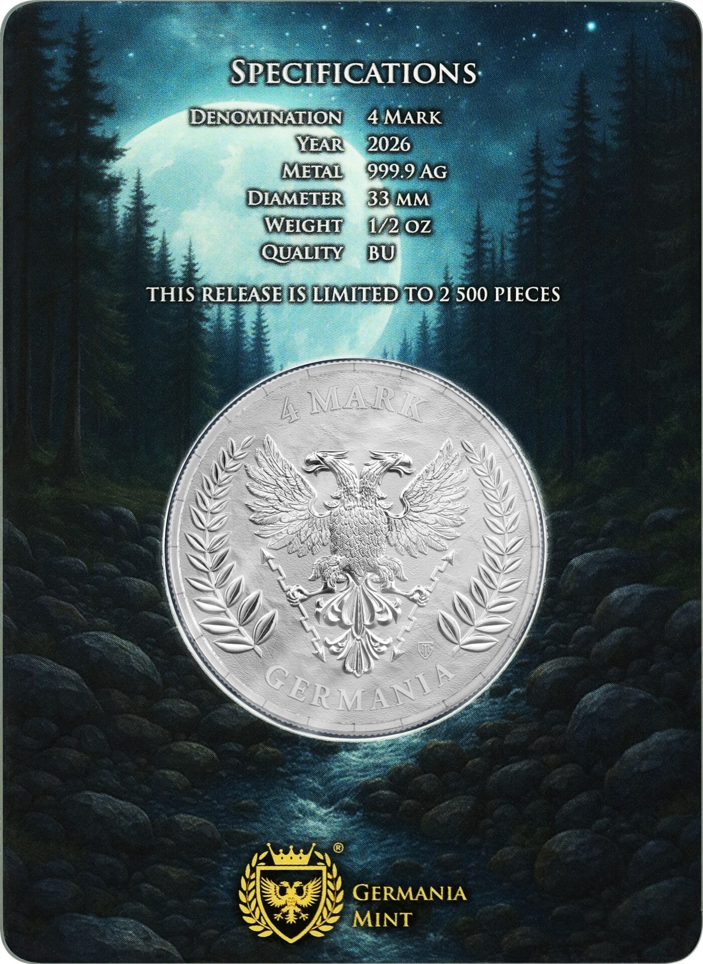 Silbermünze 1/2 oz Germania Mint - Germania 2026 - BU Silber 999 – Bild 3