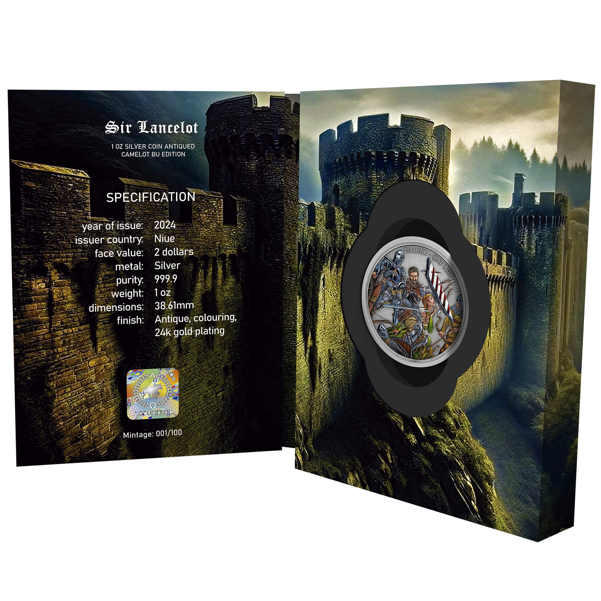 Silbermünze 1 oz Camelot (2) Sir Lancelot Antik Finish BU 2024 Niue 2$ – Bild 4