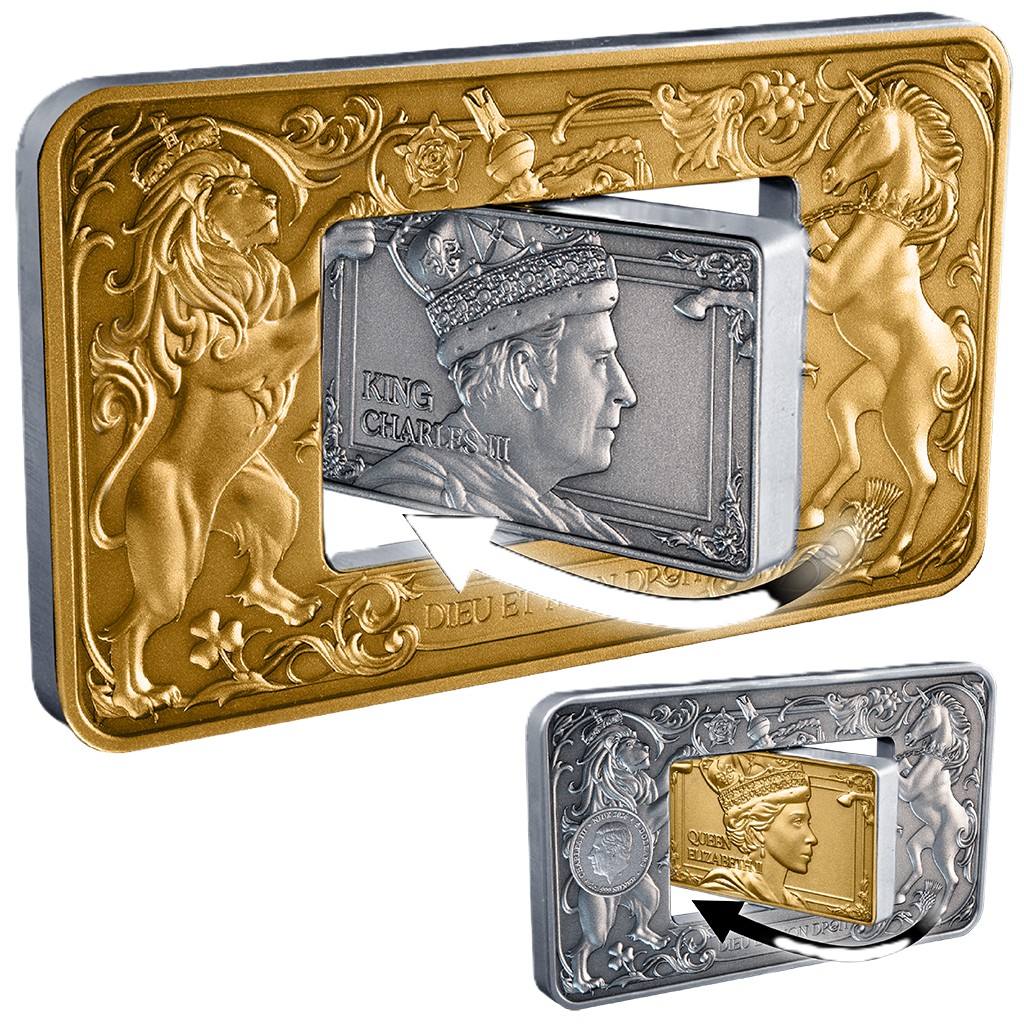 Silbermünze 2 oz Elizabeth II and Charles III Royal Portraits 2026 Silber Münze – Bild 3