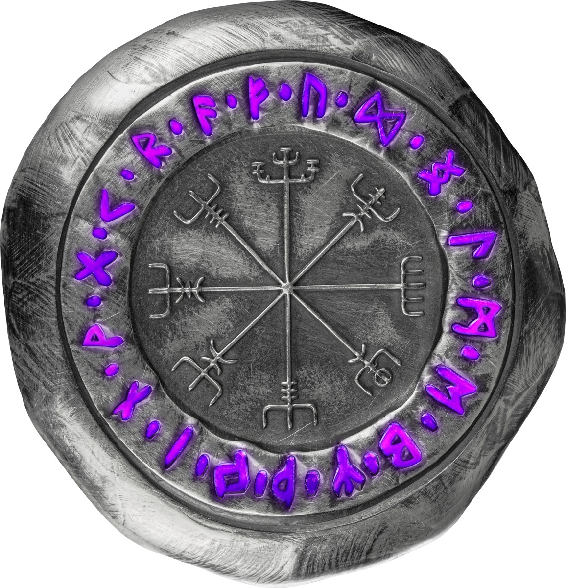 Silberbarren Gussbarren - 2 oz Vegvisir Rune 2026 - Germania Mint - Antik Finish - UV-Effekt