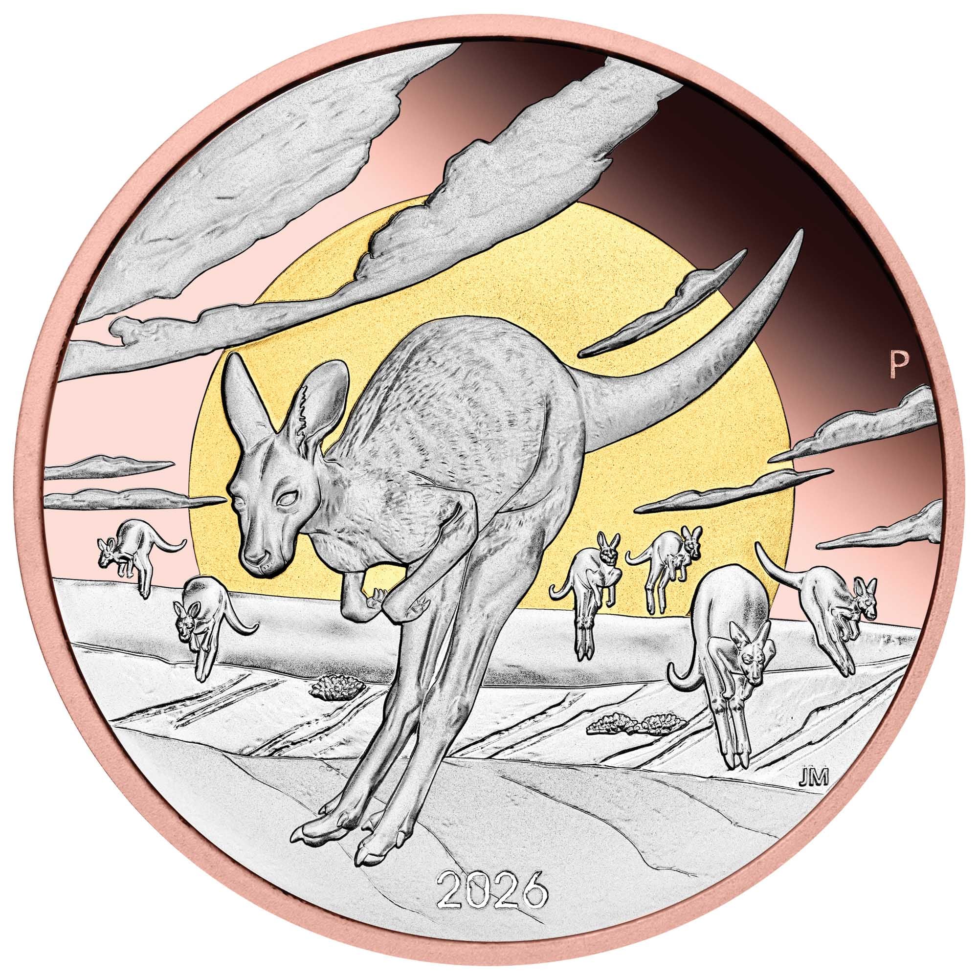 Silbermünze 5 oz Wonders of Australia - The Outback Kangaroo 2026 gilded & Rosé .999 Silber – Bild 2