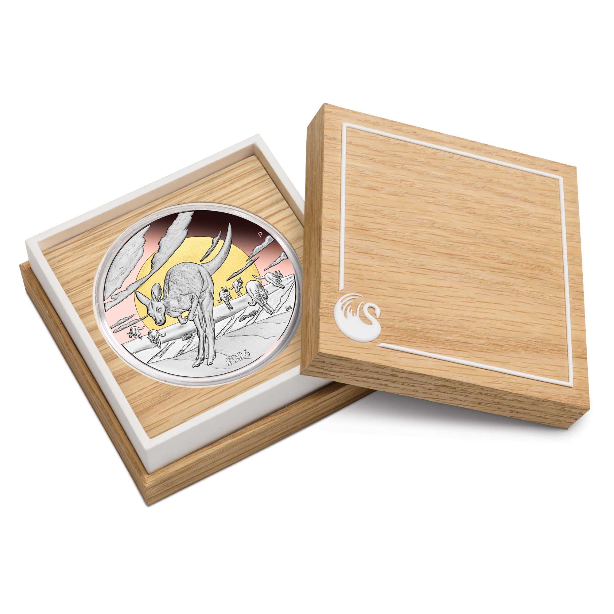 Silbermünze 5 oz Wonders of Australia - The Outback Kangaroo 2026 gilded & Rosé .999 Silber – Bild 4