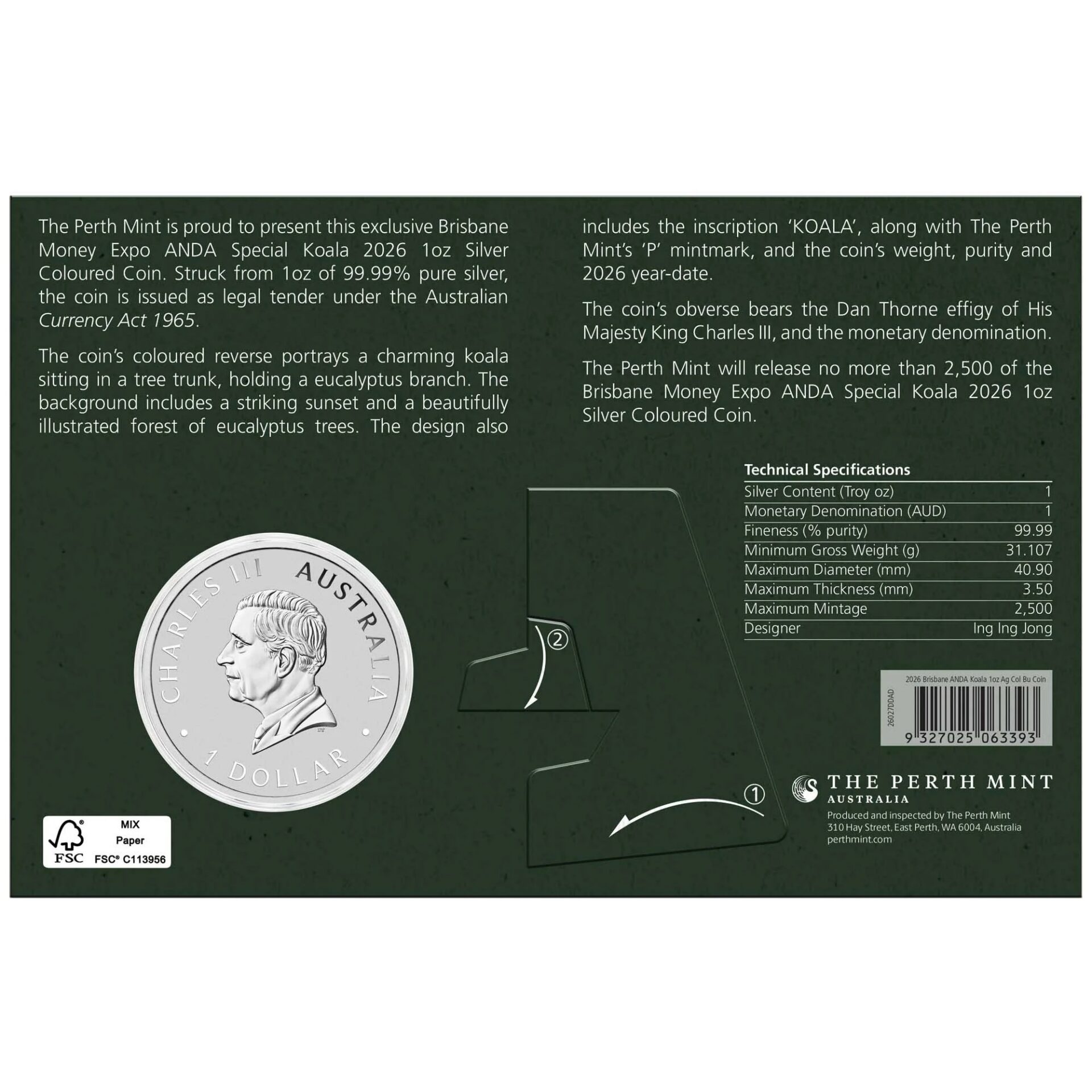 Silbermünze 1 oz Koala 2026 PM Brisbane Money Expo Coin Show Special ANDA Farbe .999 Silber – Bild 5