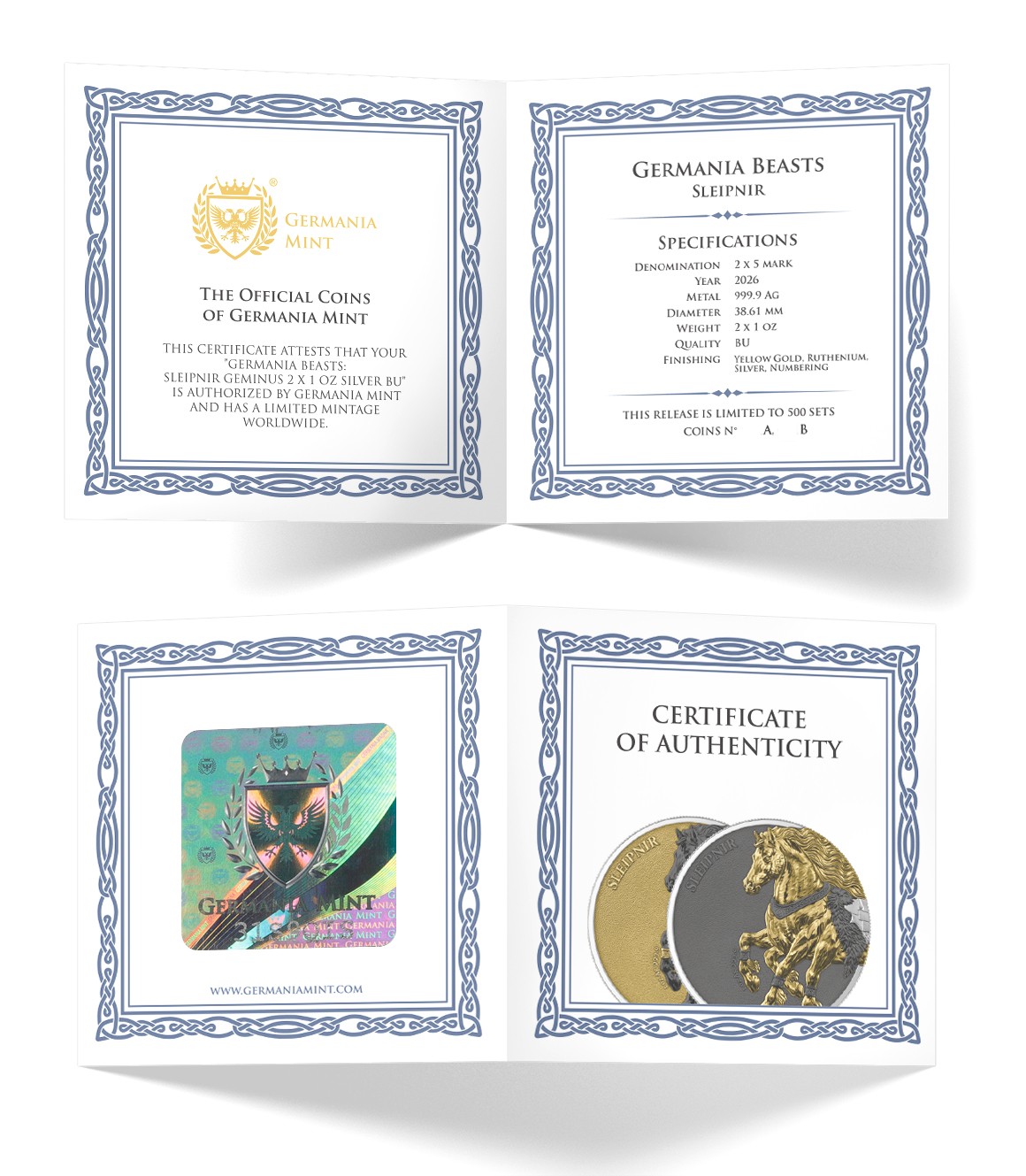 Silbermünze 2 x 1 oz Germania Beasts Sleipnir GEMINUS 2026 - Germania Mint .999 Silber – Bild 6