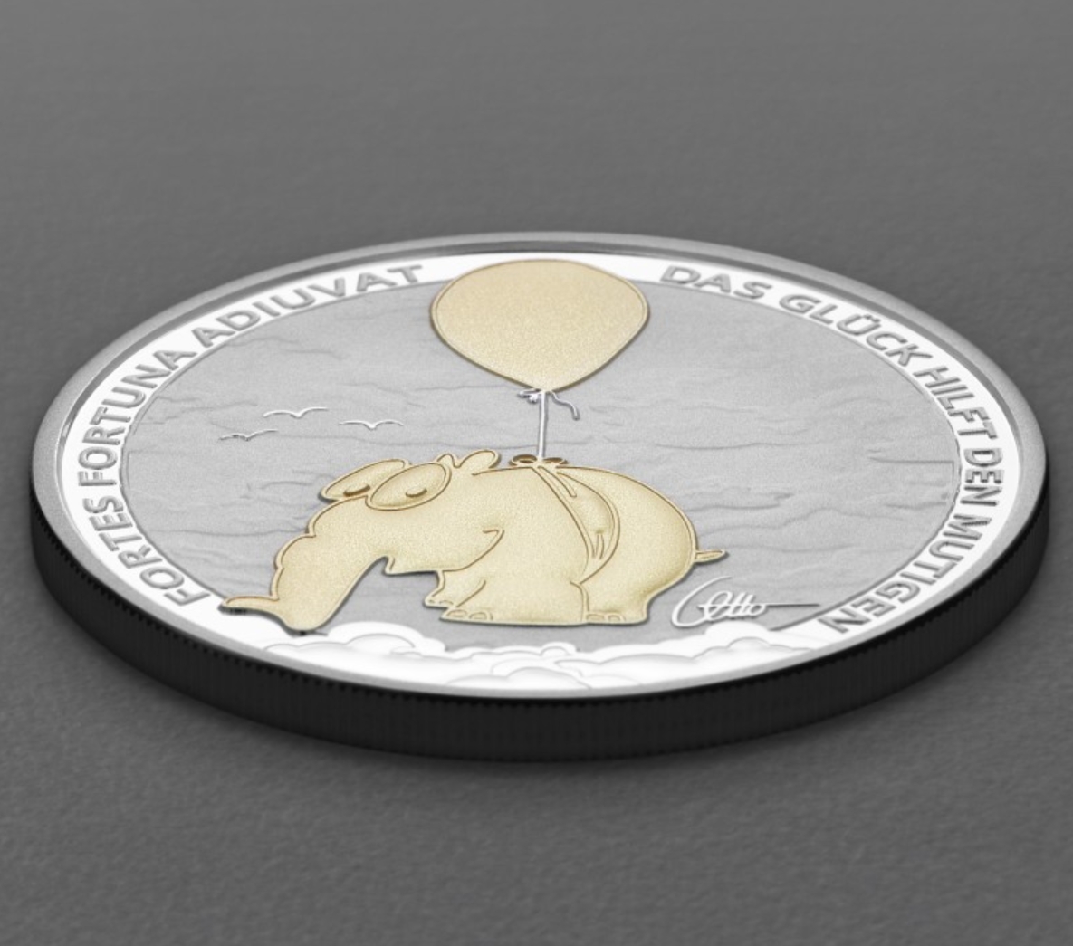 Silbermünze 1 oz Tuvalu Ottifant Ballonifant 2026 "Fortes Fortuna Adiuvat" gilded in Box – Bild 5