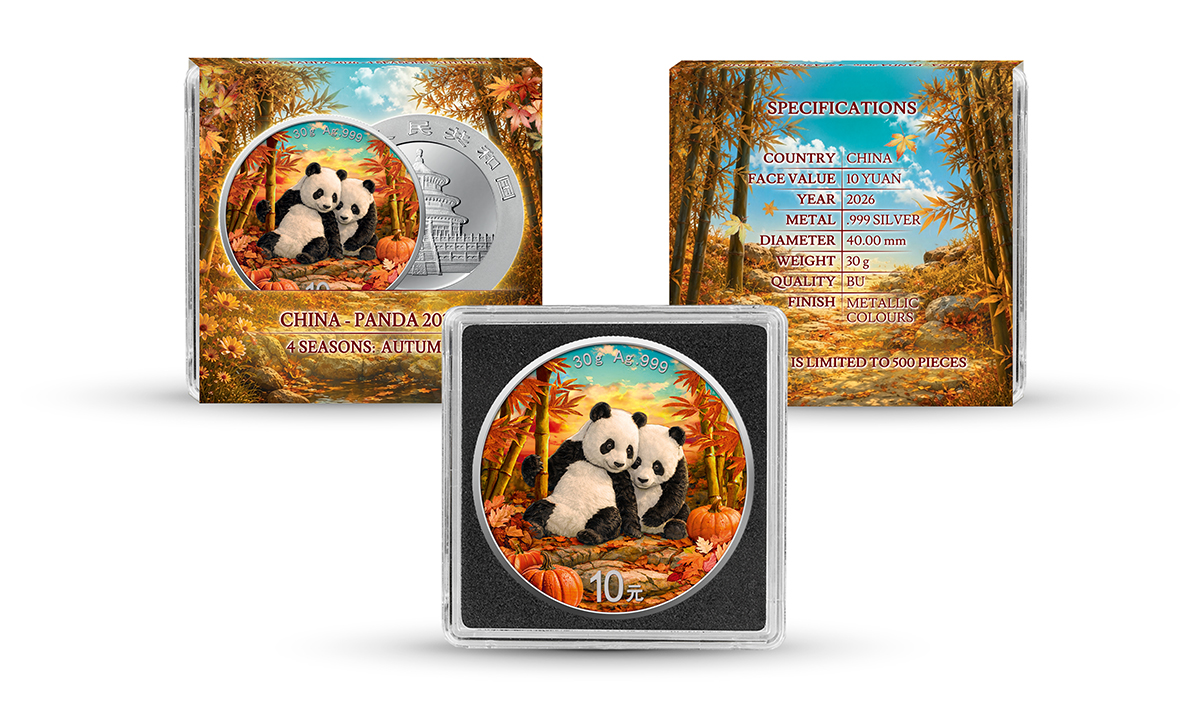 Silbermünze 30 Gramm China Panda 2026 - 4 Jahreszeiten Autumn Herbst 999 Silber – Bild 6