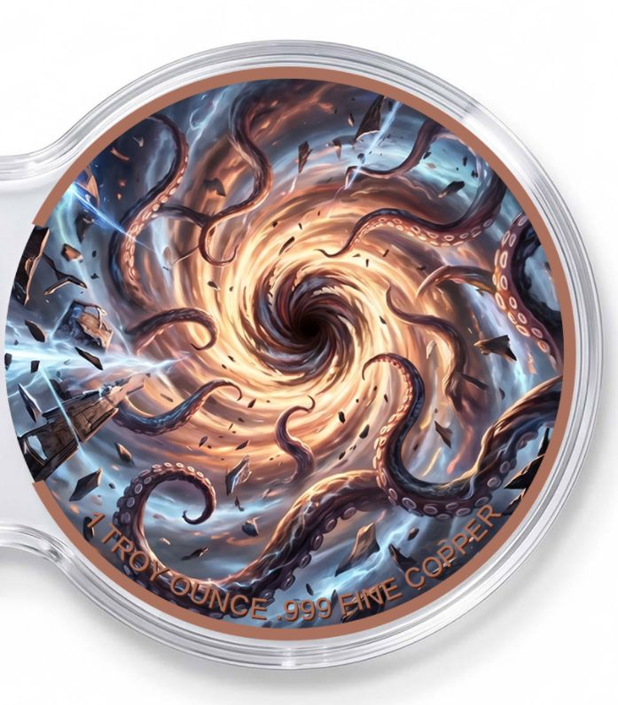 Kupfermedaille 2x 1 oz Fantasy - Steampunk-Griffon vs. Cthulhu-Vortex Doppelkapsel – Bild 4