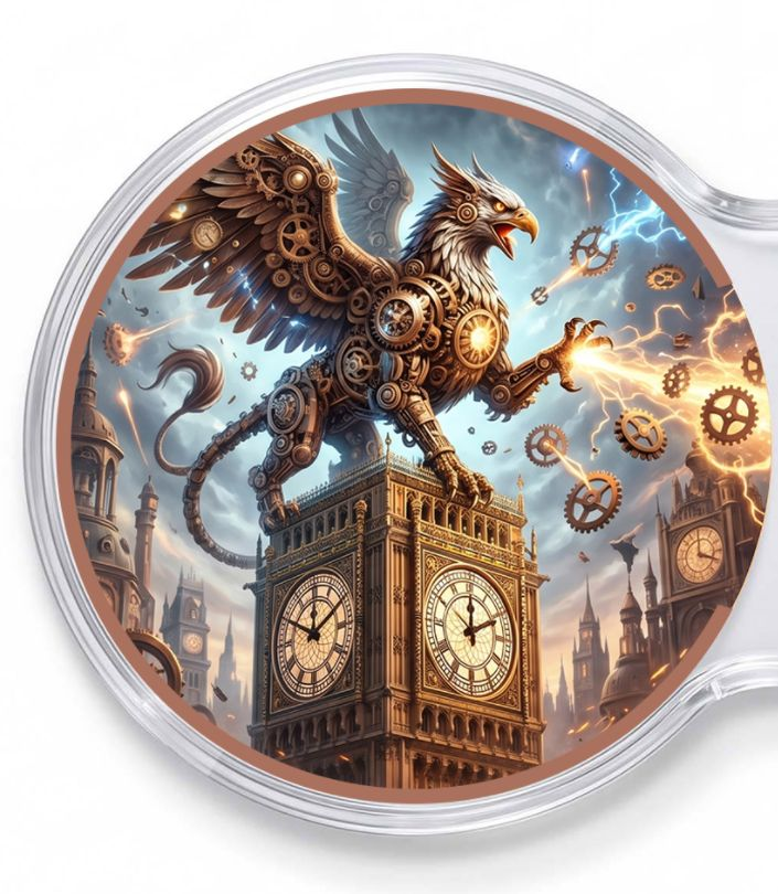 Kupfermedaille 2x 1 oz Fantasy - Steampunk-Griffon vs. Cthulhu-Vortex Doppelkapsel – Bild 3