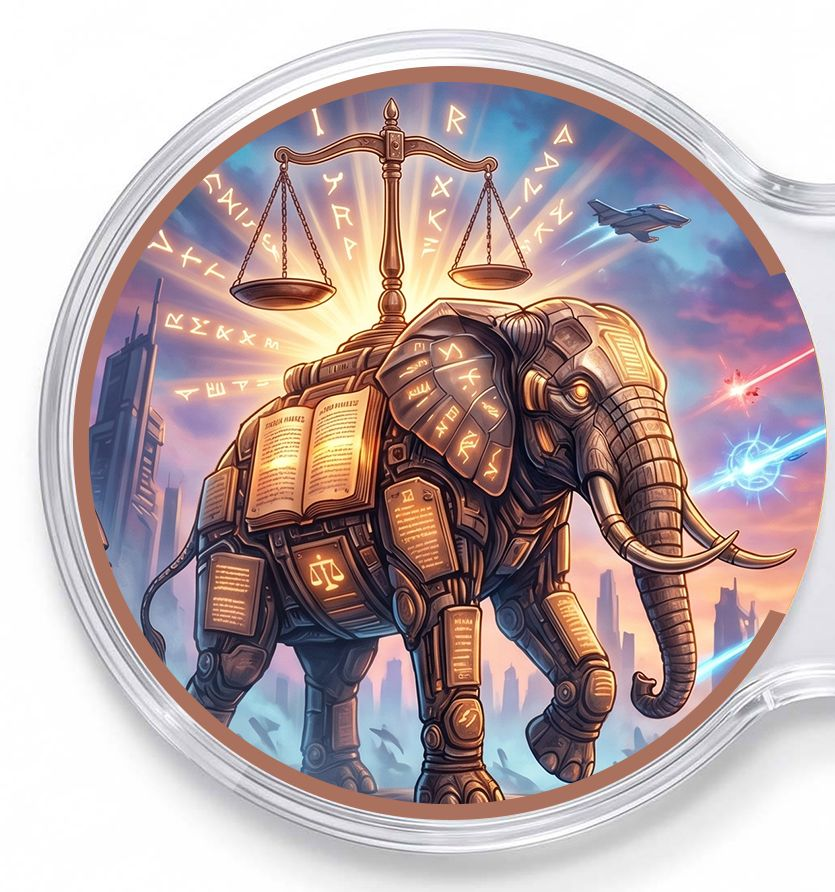 Kupfermedaille 2x 1 oz Fantasy - Justitia Elefant vs. Feuerwolf Doppelkapsel – Bild 4