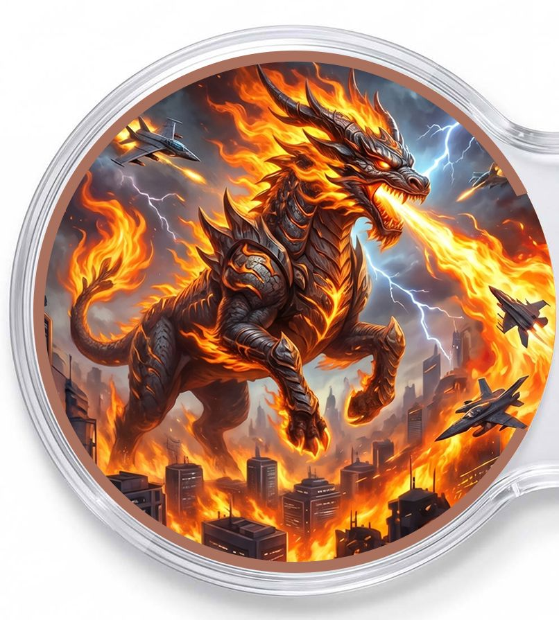 Kupfermedaille 2x 1 oz Fantasy - Feuerdrache vs. Wasserdrache Doppelkapsel – Bild 3