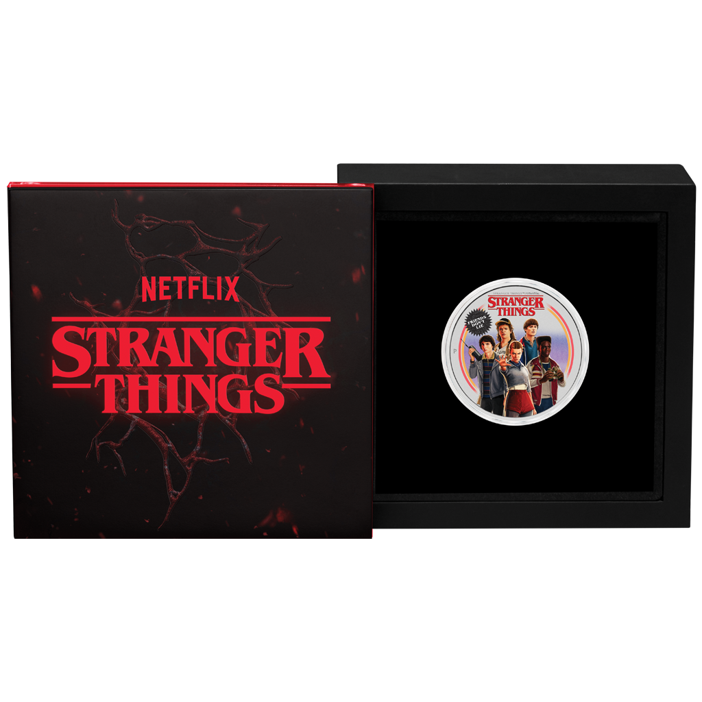 Silbermünze 1 oz Tuvalu Stranger Things - Friends Don´t Lie 2026 Farbe im Etui – Bild 5