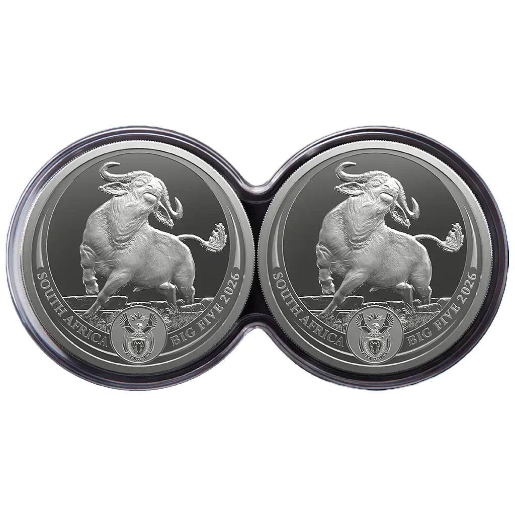 Silbermünze 2 x 1 oz Big Five III Büffel 2026 Doppel-Kapsel Set PP 999 Silber – Bild 3