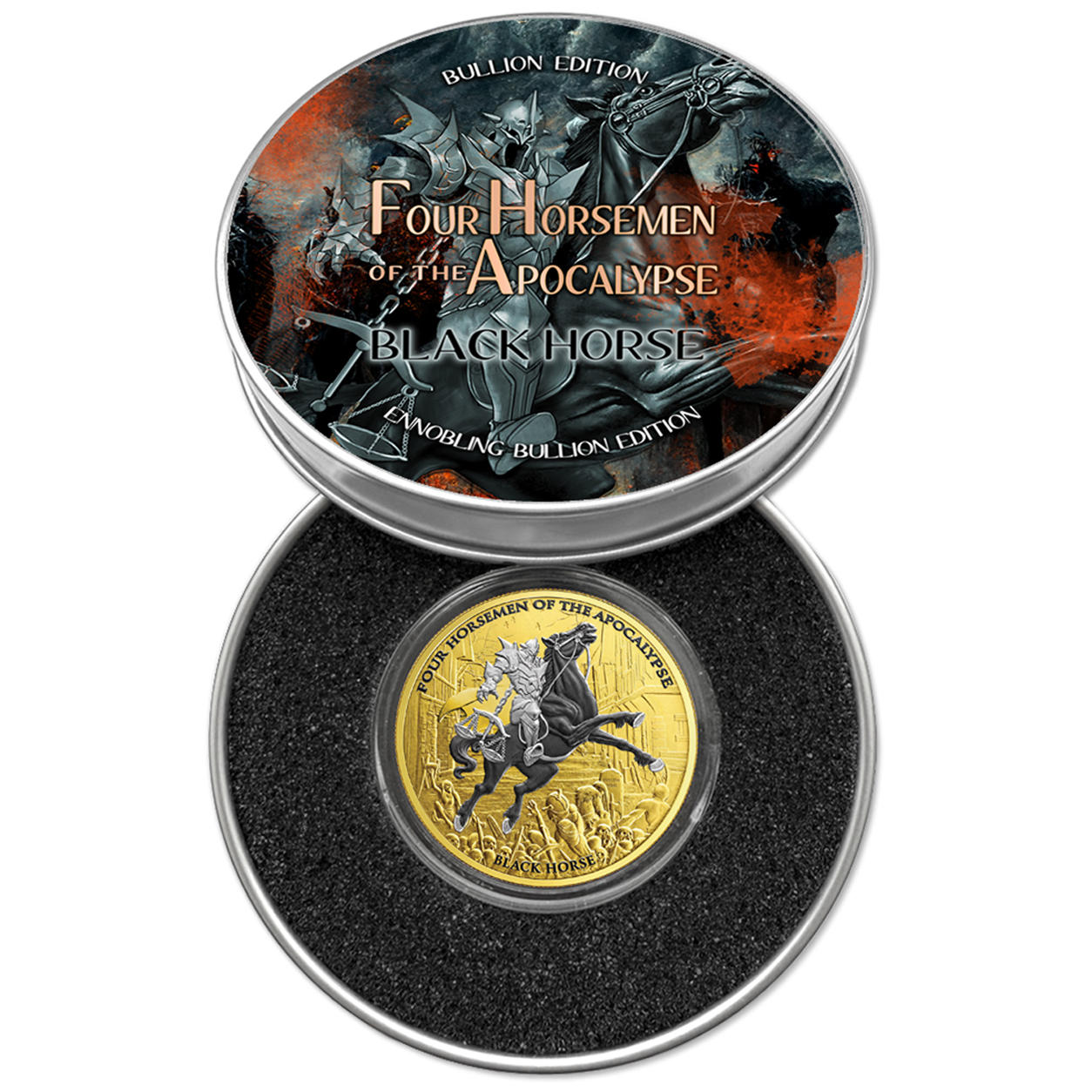 Silbermünze 1 oz Four Horsemen of the Apocalypse Black Horse Gilded Ruthenium – Bild 6