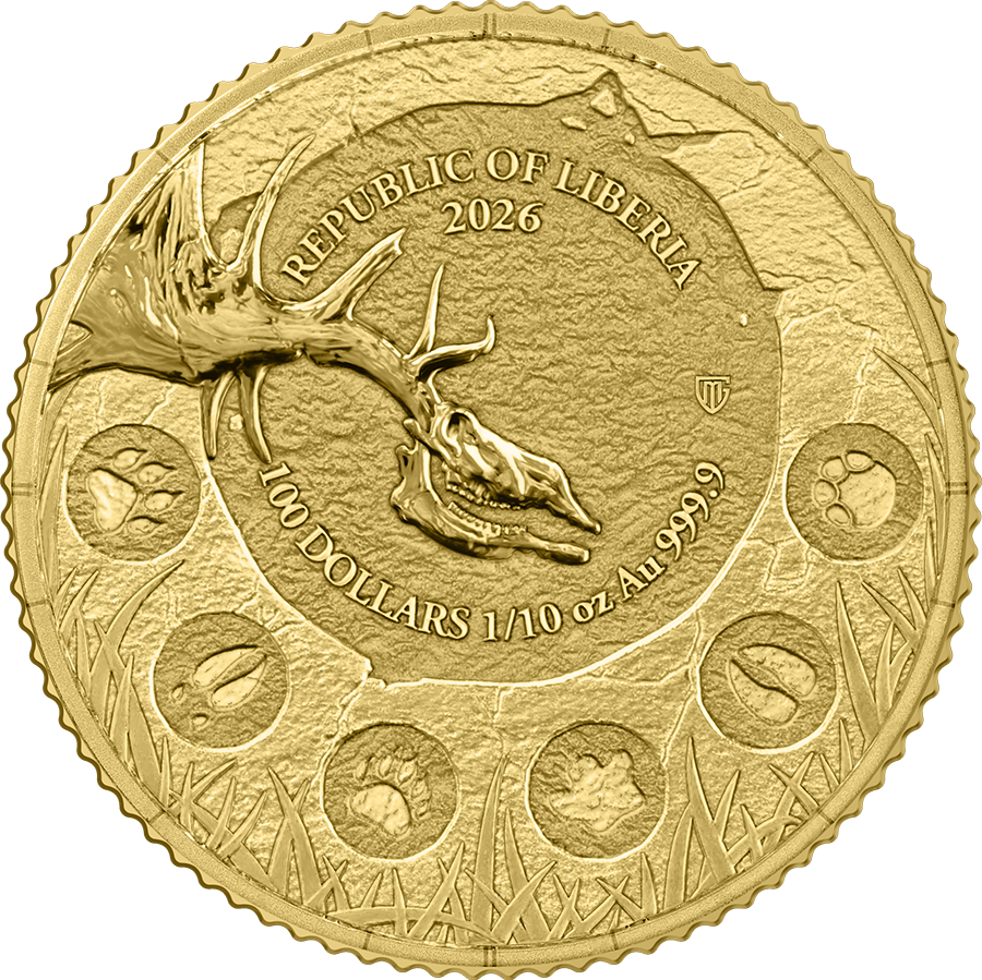 Goldmünze Germania Mint 1/10 oz Megafauna Giant Deer 2026 BU Safepack – Bild 4