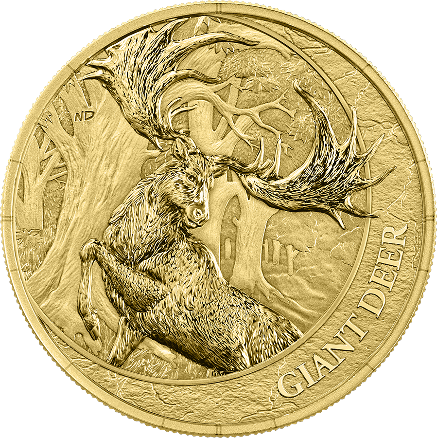 Goldmünze Germania Mint 1 oz Megafauna Giant Deer 2026 BU Safepack – Bild 3