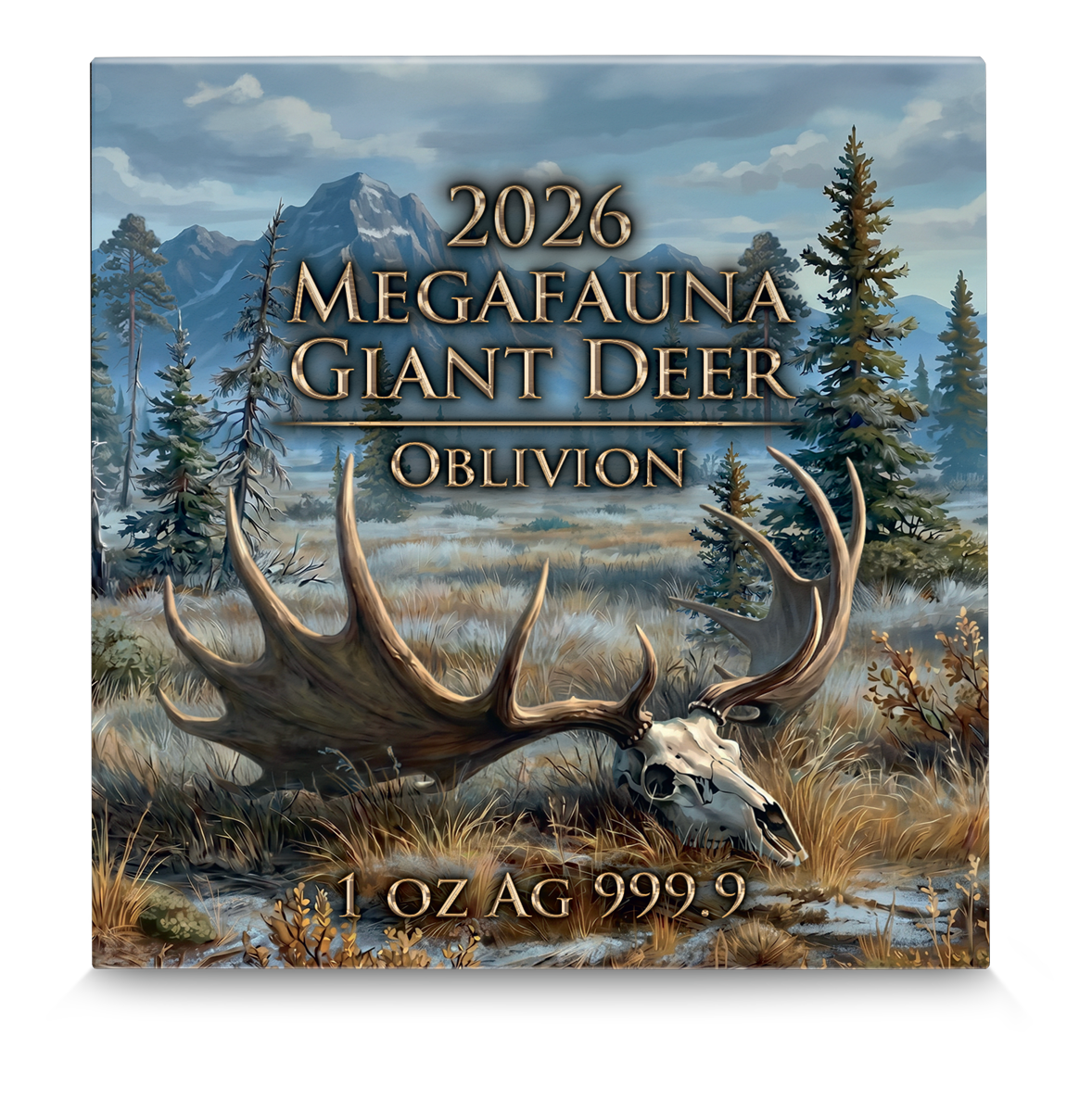 Silbermünze 1oz Germania Mint Megafauna Giant Deer Oblivion 2026 Antik Finish UV – Bild 6