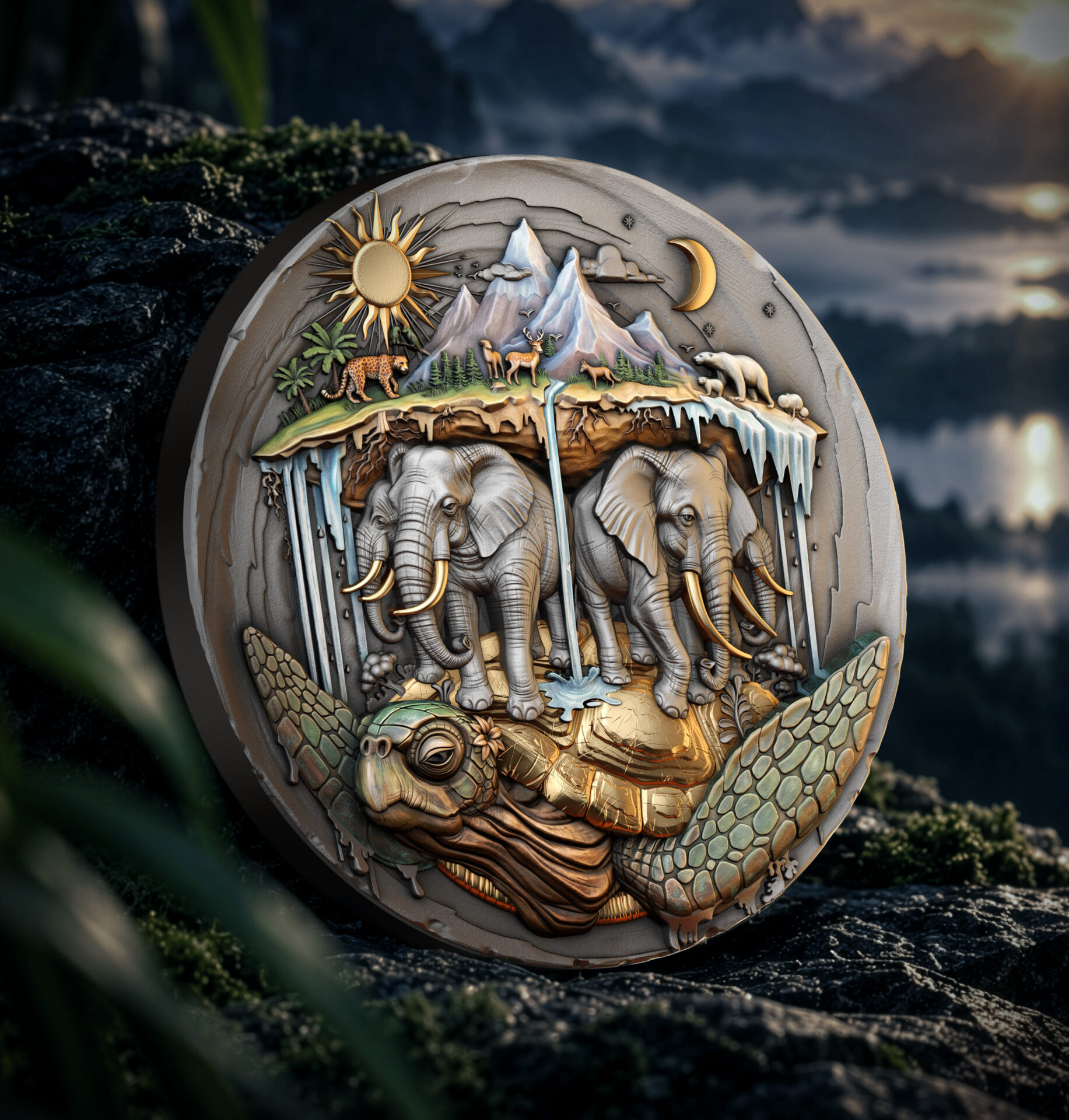 Silbermünze 2 oz T&S Akupara 2026 High Relief Antik Finish Farbe Teilvergoldet – Bild 7