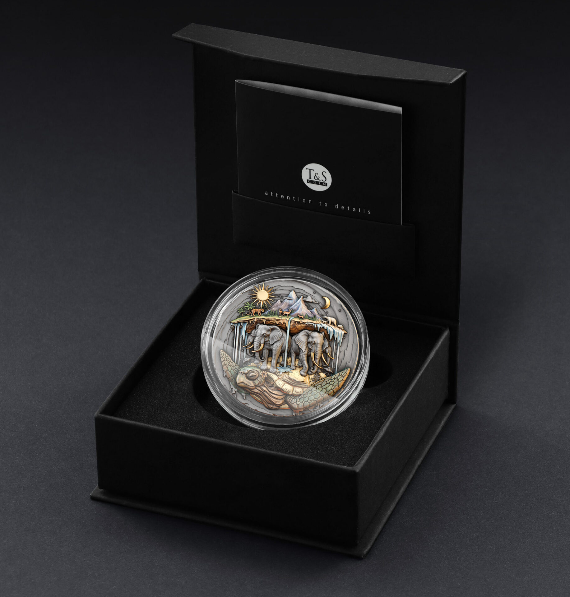 Silbermünze 2 oz T&S Akupara 2026 High Relief Antik Finish Farbe Teilvergoldet – Bild 8