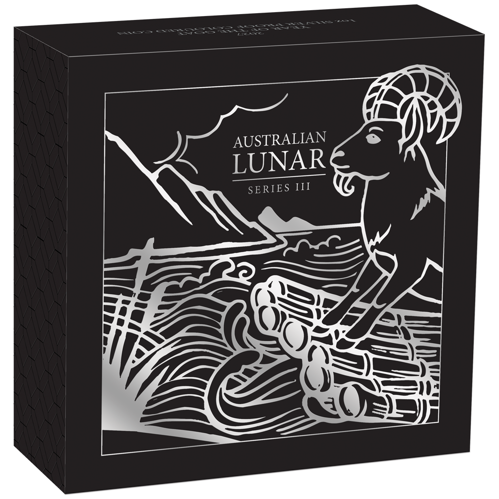 Silbermünze 1 oz Lunar III Jahr der Ziege 2027 Farbe Perth Mint .999 Silber – Bild 5