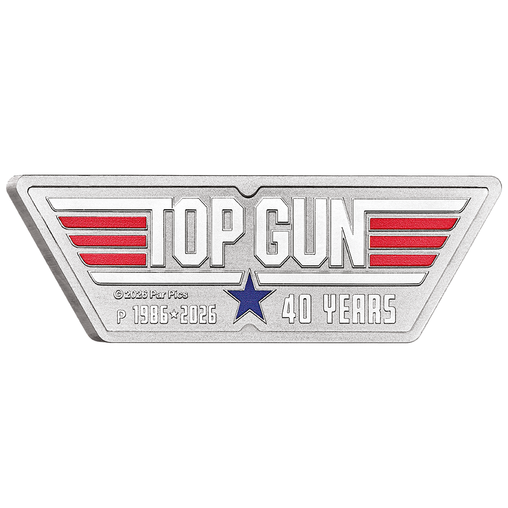 Silbermünze 1 oz Tuvalu Top Gun Logo 40. Jubiläum 2026 Farbe .999 Silber – Bild 2