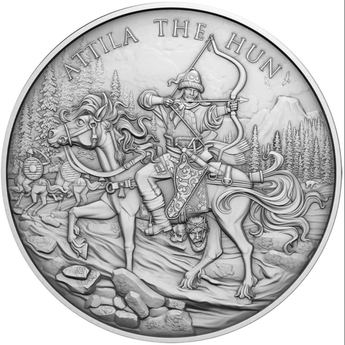 Silbermedaille 1 oz Legendary Warriors (15). Atila the Hun 999 Silber USA