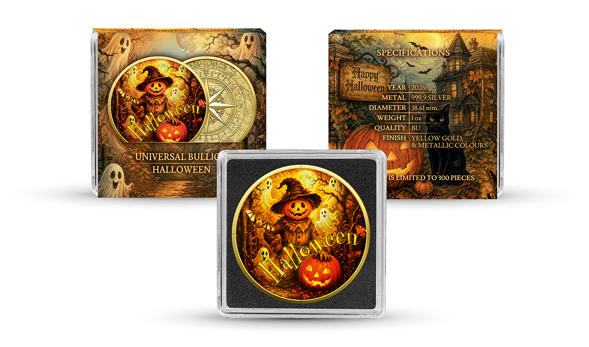 Silbermedaille 1 oz Germania Mint Halloween 2026 Farbe Gilded Silber – Bild 7