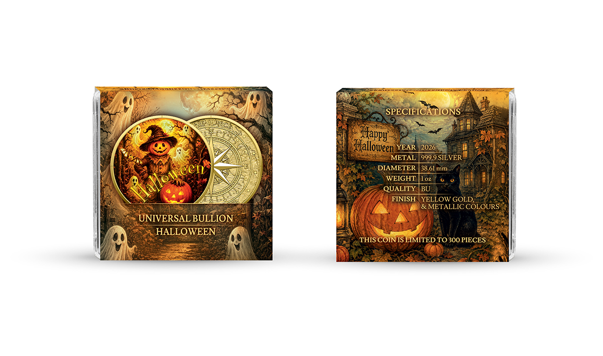 Silbermedaille 1 oz Germania Mint Halloween 2026 Farbe Gilded Silber – Bild 6