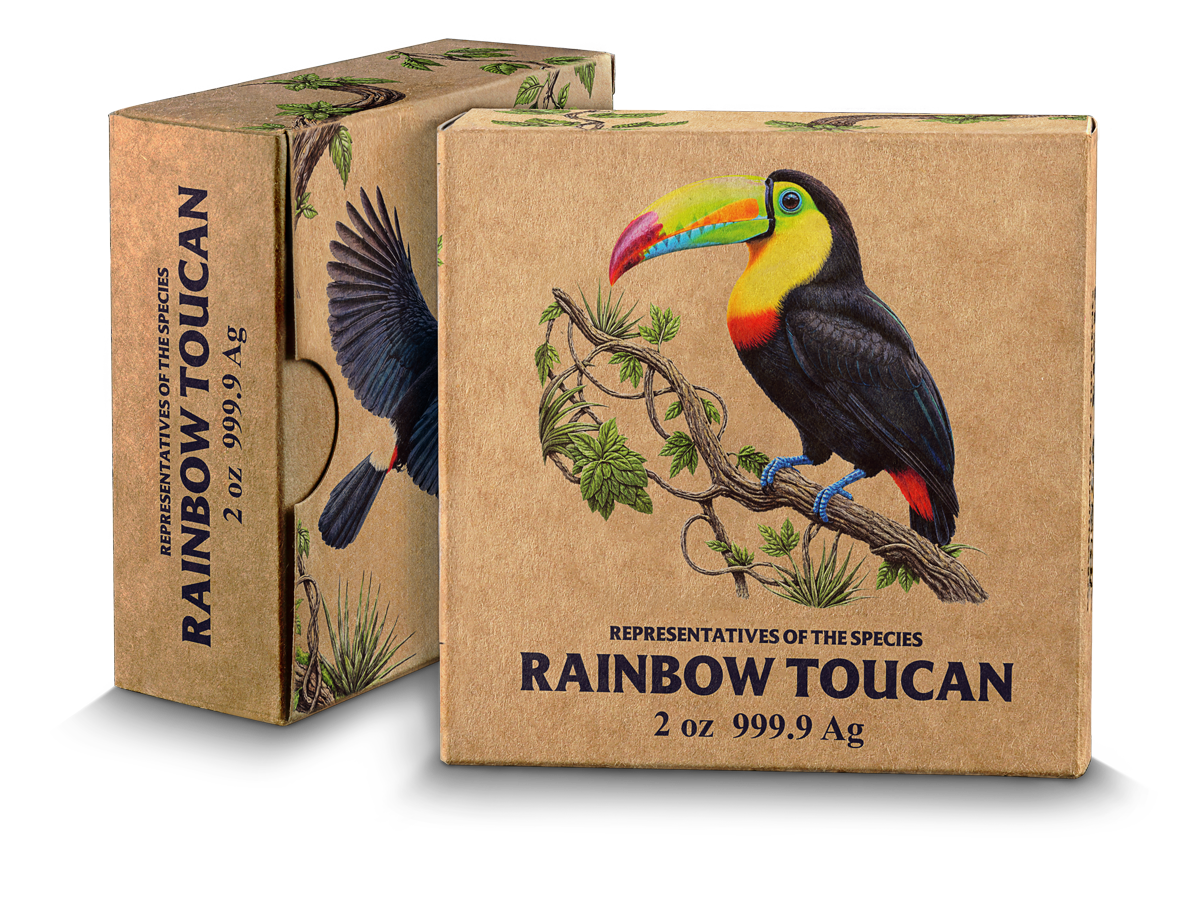 Silbermünze 2 oz Representatives of the Specie #4 Rainbow Toucan High Relief – Bild 6