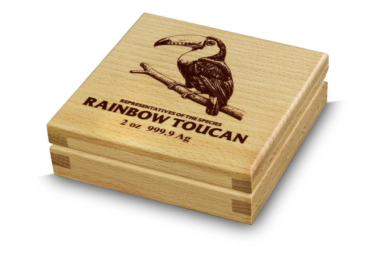 Silbermünze 2 oz Representatives of the Specie #4 Rainbow Toucan High Relief – Bild 5